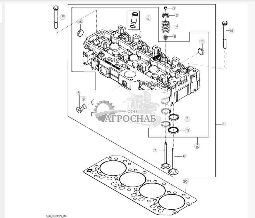 5130 Головка блока цилиндров и клапаны 